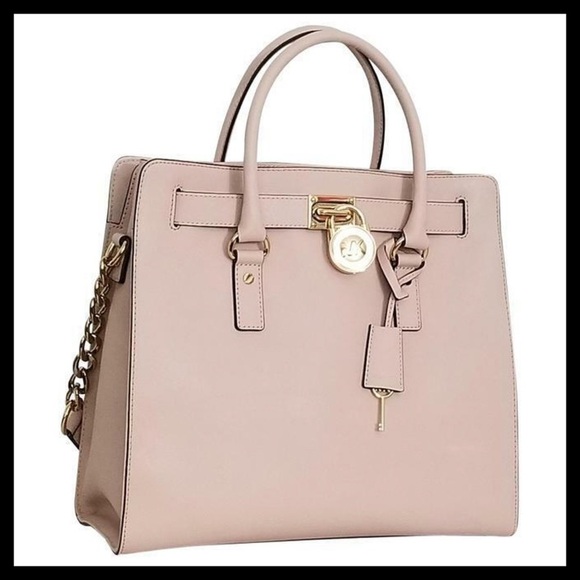 Michael Kors Hamilton Large Saffiano Leather Tote Bag Color: Ballet - Picture 5 of 11